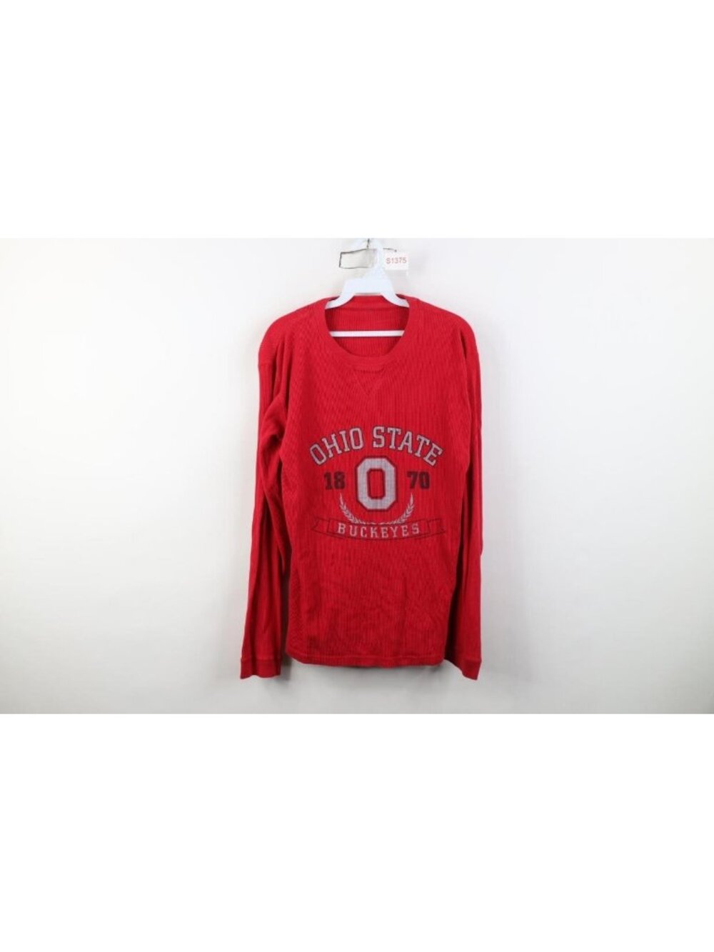 Vintage 90s Mens Medium Faded Ohio State University Thermal Waffle Knit T-Shirt